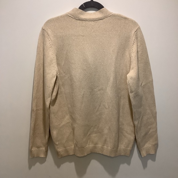 Charter club womens long sleeve Beige Gold sweater V-neck Size L Pullover - Picture 5 of 9